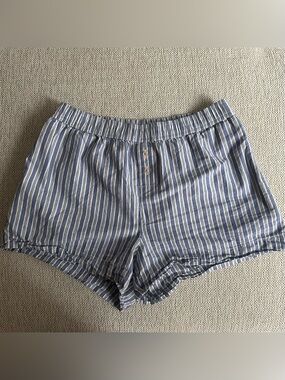 Open Edit Blue Stripe Pajama Shorts